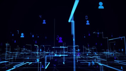 Digital network visualization with motion of big data and blockchain technology. - Powered by Adobe