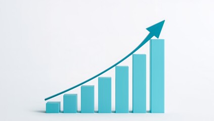 Abstract Cyan Chart Showing Growth, Increasing Value, and Upward Trend.