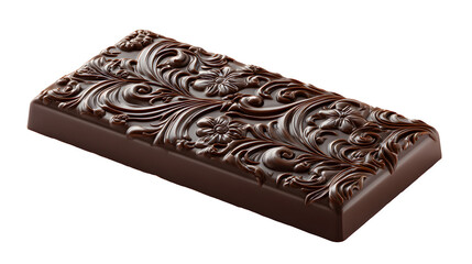 chocolate candy bar in rectangular shape isolated on white