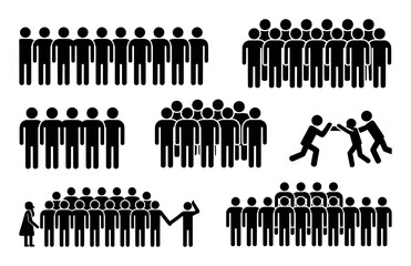 Diverse Groups of People Icons: Crowds, Teams, and Interactions