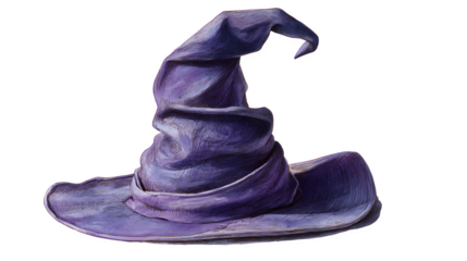 purple witch hat watercolor drawing isolated on white