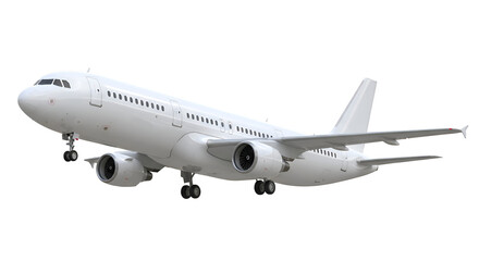 Obraz premium Airplane Soaring: A White Jet Flies with Transparent Background. Aviation Design Elements.