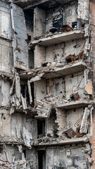 ruined street and destroyed houses the city Kiev war in Ukraine