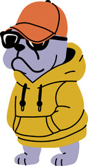 Purple hipster dog with sunglasses