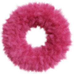 3d render of pink fluffy fur donut shape