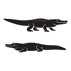 American Alligator silhouette vector, crocodile reptile wildlife illustration