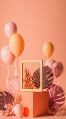 Muted peach celebration scene