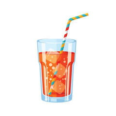 Refreshing iced beverage in a glass with a striped straw.