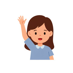 Young Girl Raising Hand for Question.