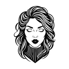 Elegant woman silhouette, female vector, beauty salon logo, lady face outline, stylish girl head design