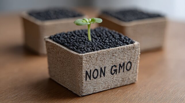 Gently planting seeds with children's hands to nurture future growth and a brighter environment. National Non-GMO Month - Powered by Adobe