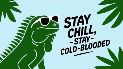 Charming iguana silhouette with sunglasses inviting everyone to stay chill and embrace a carefree attitude. Reptile Awareness Day and National Reptile Day
