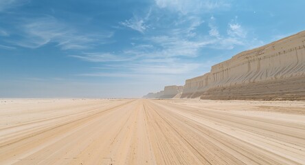 Ethereal Terrain, Pale Cliffs. A Study in Horizontal Lines and Soft Color Palettes.