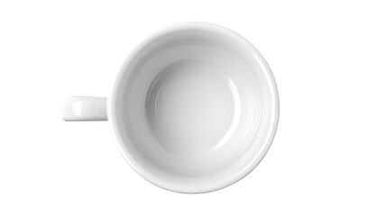 empty white ceramic coffee cup top view isolated on white