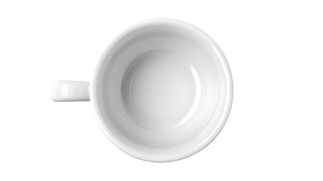 empty white ceramic coffee cup top view isolated on white