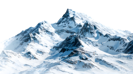 HD realistic snow-capped mountain peaks landscape isolated on white