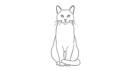 Vector Line Art SVG Illustration of a Sitting Cat with Minimalist Design Style for Digital Use