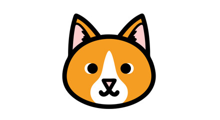 Minimalist Vector SVG Illustration of Cat Head with Ears in Flat Design Style Bright Orange and Pink Colors