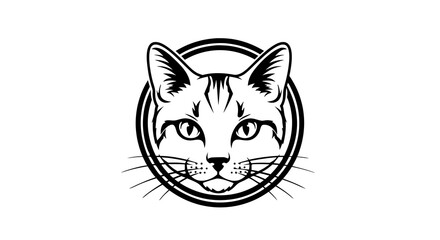 Vector Line Art SVG Illustration of Cat Head with Geometric Frame in Minimalist Style for Digital Design