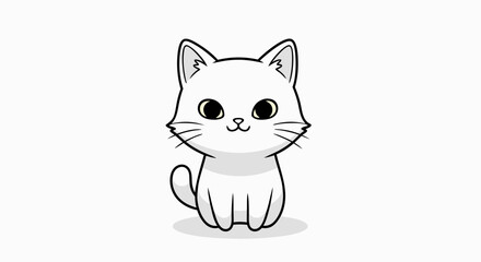 Minimalist Vector SVG Illustration of Cute Cat with Large Eyes in Flat Design Style for Digital Graphics