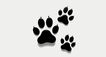Minimalist Vector SVG Icon Set of Animal Paw Prints in Black Flat Design for Web and Mobile Applications