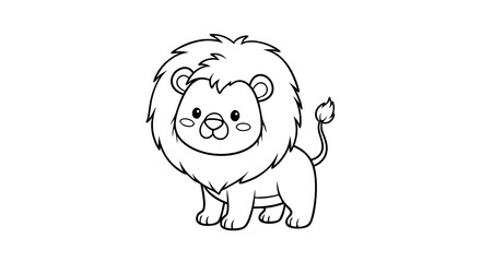 Vector Cute Lion SVG Illustration for Kids and Children's Design in Minimalist Line Art Style