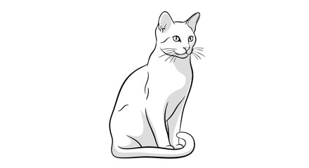 Minimalist Vector SVG Illustration of a Sitting Cat in Flat Design Style with Monochrome Gray Shades