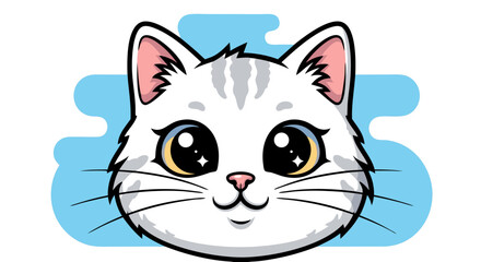 Cute Cartoon Cat Vector SVG Illustration with Large Eyes and Pink Ears in Flat Modern Style for Kids and Animal Design