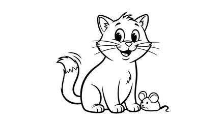 Cute Cat and Mouse Vector SVG Illustration in Flat Design Style for Children's Media