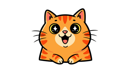Obraz premium Cute Cartoon Vector SVG Illustration of Adorable Cat with Large Eyes in Flat Design Style with Warm Orange Colors for Children's Art and Digital Media