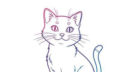 Line Art Vector SVG Illustration of a Cat with Gradient Pink to Blue Outline in Minimalist Style for Web and Digital Use