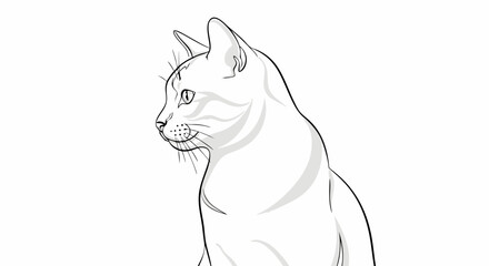 Line Art Vector SVG Illustration of a Cat Profile in Minimalist Style with Monochrome Palette for Digital Use