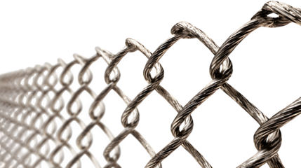 chain link fencing close-up isolated on white