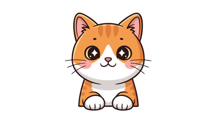 Vector Cute Cartoon SVG Illustration of a Sitting Cat with Big Eyes in Flat Minimalist Style for Digital Use