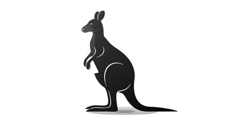 Minimalist Vector SVG Icon of Kangaroo in Flat Design Style with Monochrome Black Color