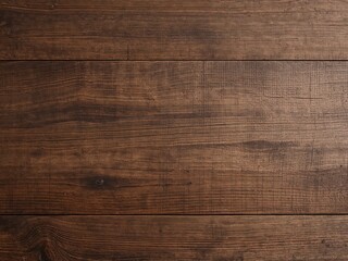 Naklejka premium Grainy Wood Surface Dark Brown Planks with Knots and Textured Patterns.