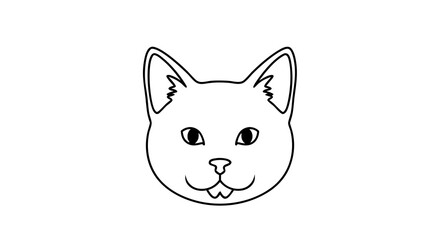 Fototapeta premium Vector Minimalist Line Art SVG Illustration of Cat Head in Modern Flat Style with Black Outline for Web and Digital Use