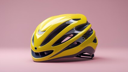 Fototapeta premium Yellow Cycling Helmet for Safety and Comfort – Modern Lightweight Bike Helmet Design