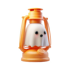 Ghostly Glow Cute Ghost in Orange Lantern  Halloween Magic.