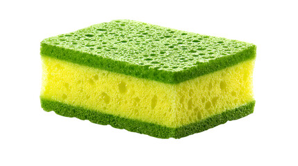 green kitchen cleaning sponge isolated on white