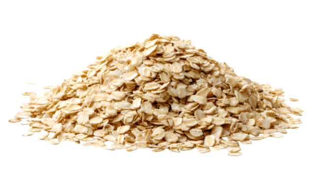 pile of rolled oat flakes isolated on white
