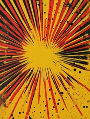 detailed visual  of Comics rays background with halftones summer yellow backdrop in retro pop art style