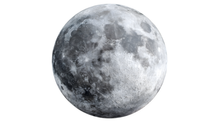 bright full moon globe in grey tones isolated on white