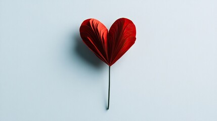 Origami Red Heart on Pale Blue: Symbol of Love and Affection