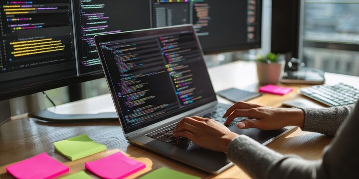 The programmer's workspace showcasing code and productivity tools.