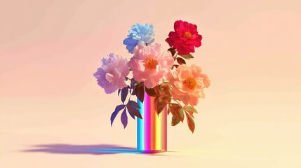 Rainbow Vase of Flowers