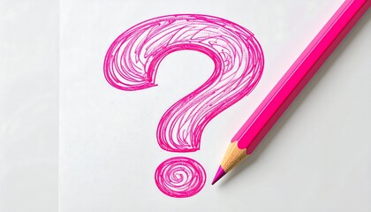 Pink question mark on white paper