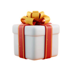 Gift Box Elegance White with Red  Gold Festive Delight.