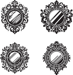 Elegant ornate mirror frames for luxury branding and stylish interior design projects element set