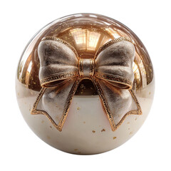 Gilded Bow Ornament Shiny holiday sphere on black Festive elegance.